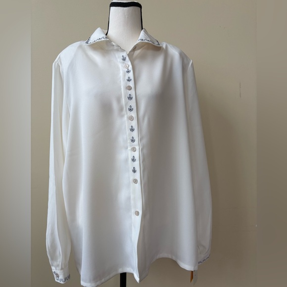Koret Tops - NWT - Elegant White Button-Up Blouse With Beading